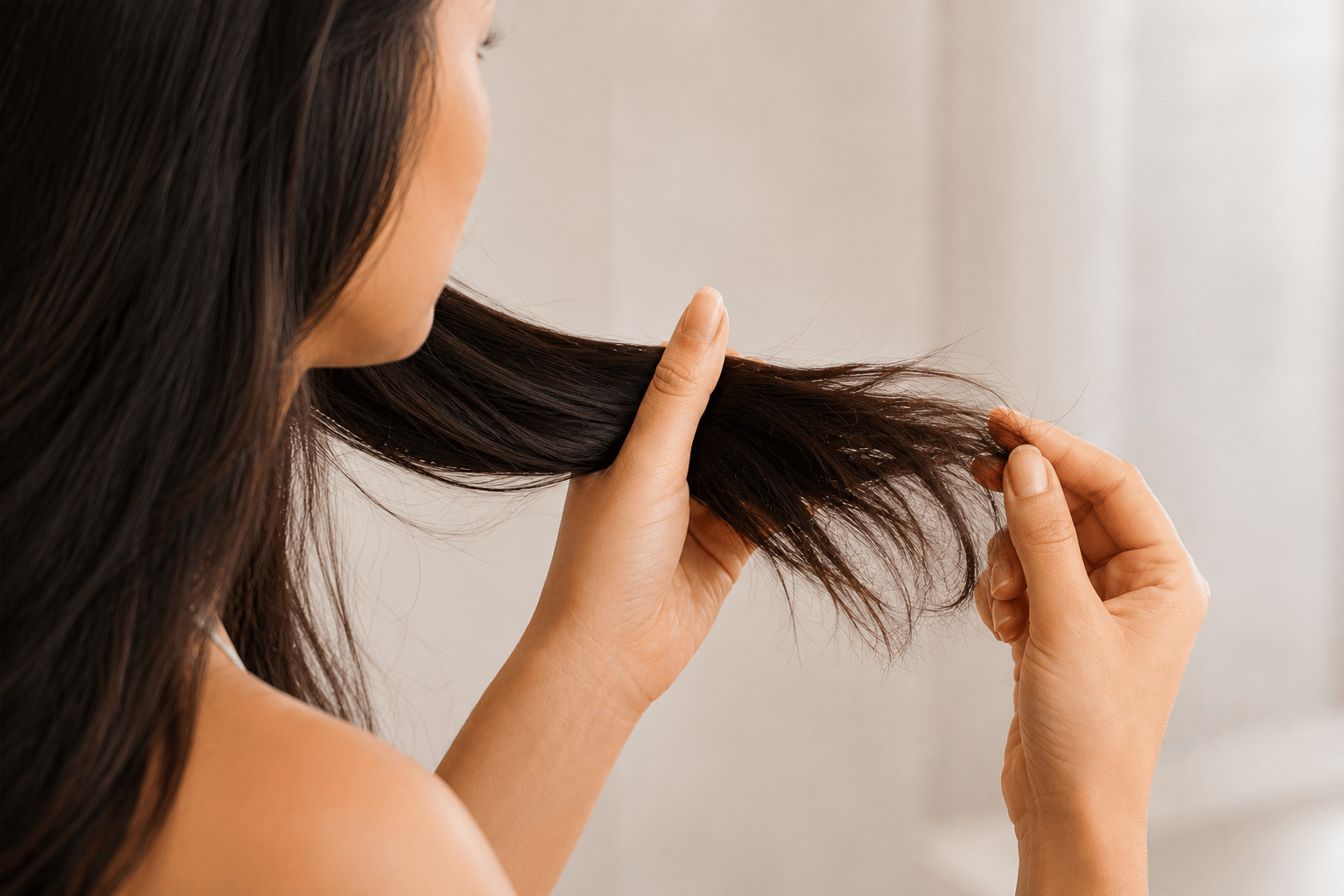 Illustration showing how hard water minerals damage hair cuticle and how Redensyl + Anagain serum supports follicle recovery
