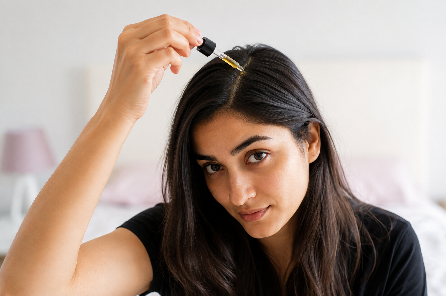 "Monsoon hair fall in India - woman noticing excess hair shedding during rainy season, with tips on scalp care and hair fall control"