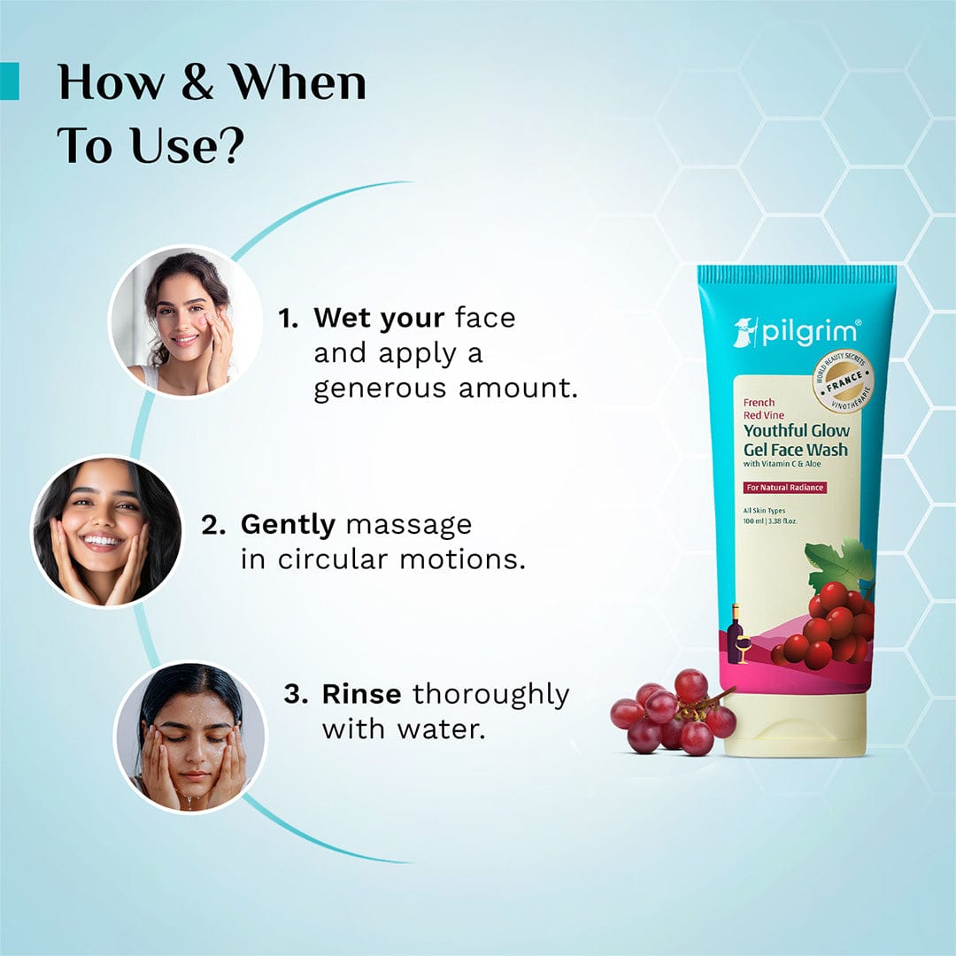 Red Vine Youthful Glow Gel Face Wash with Vitamin C & Aloe