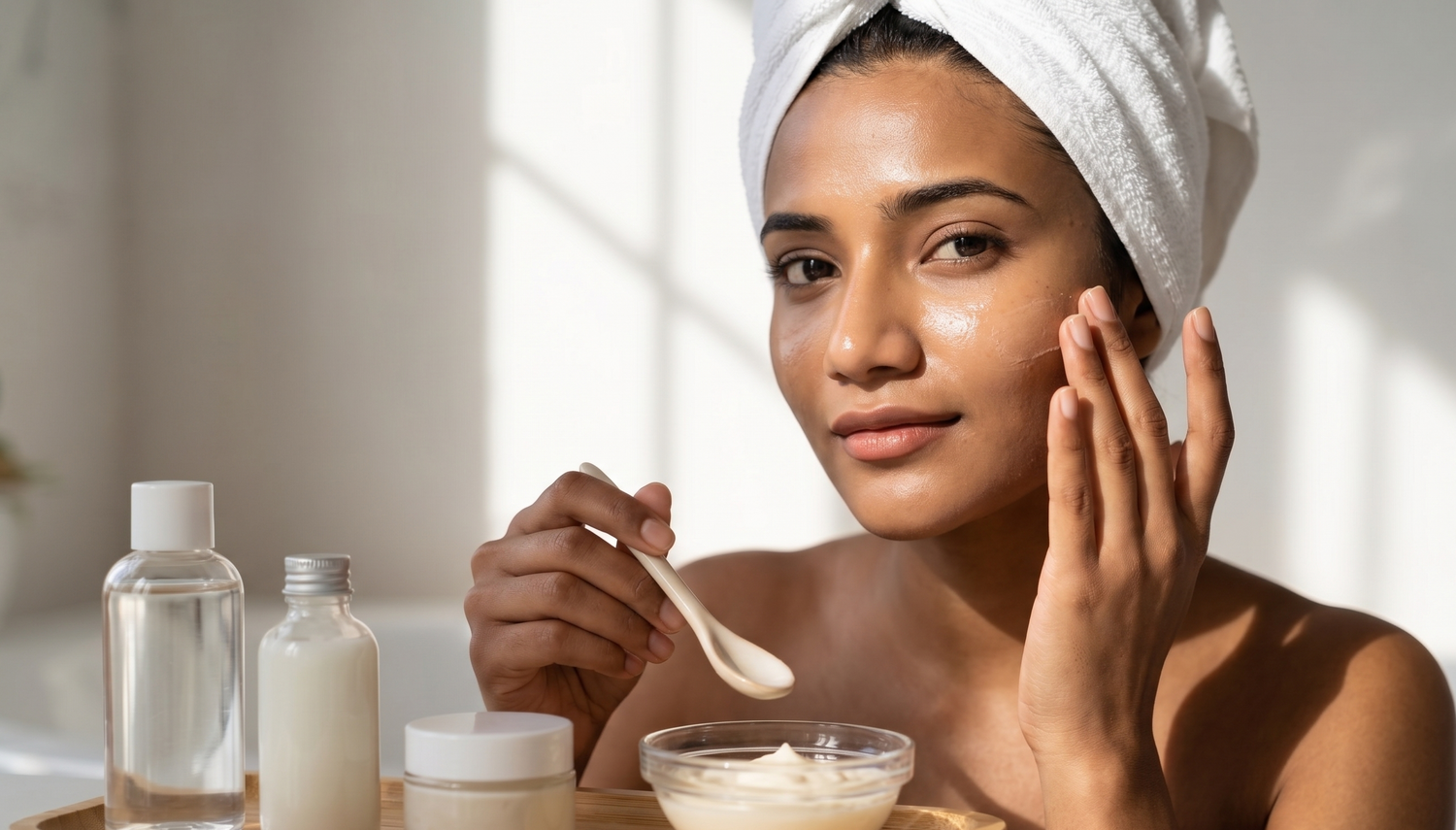 Beginner skincare routine for Indian skin — cleanser, moisturiser, sunscreen