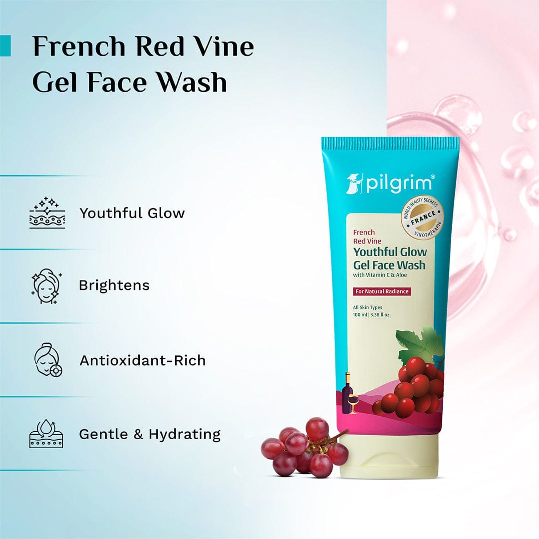 Red Vine Youthful Glow Gel Face Wash with Vitamin C & Aloe