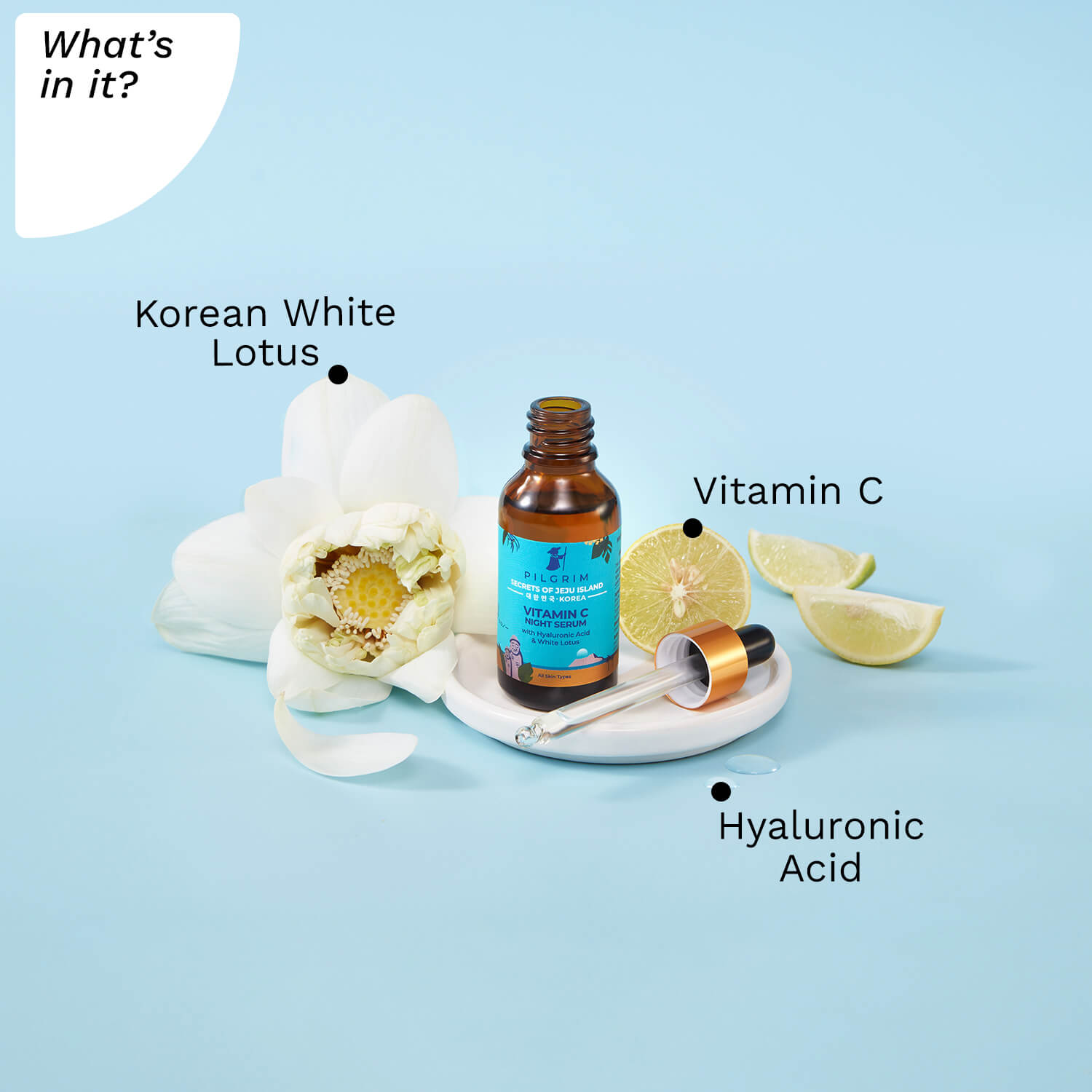 Vitamin C Night Serum (Oil-based) with Hyaluronic Acid & White Lotus
